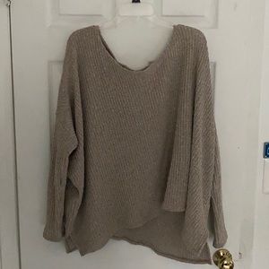Oatmeal Oversized Dolman Knot Top